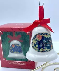 VTG Hallmark Porcelain Bell Ornament 1986 "Ten Years Together" - Picture 1 of 6