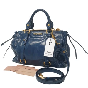 MIU MIU Vitello Shine 2way Hand Bag With Guarantee Card Barcode Tag MI002 - Picture 1 of 12