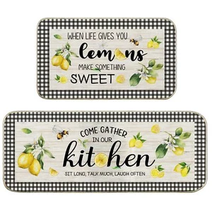 Lemon Kitchen Mat Set of 2 for Floor Farmhouse Kitchen Rugs Non Skid Washable... - Picture 1 of 7
