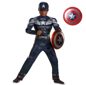 Boys Captain America Costume W/Shield Avengers Kids Superhero Fancy Dress Outfit - Picture 1 of 3