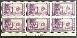 US 1934 Sc# 739 Plate Block of 6 MNH Wisconsin Tercentenary Nicolet's Landing - Picture 1 of 2