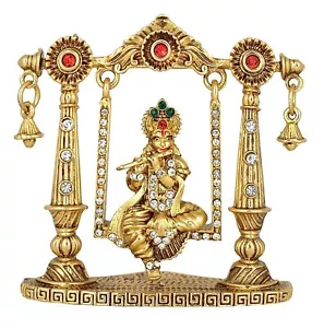 RSGL Lord Krishna Idol Metal Statue for Home/Office/Car Dashboard, 5.5X6.8 cm - Picture 1 of 2