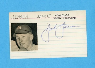 Jackie Jensen Signed Index Card • Auto w B&E Hologram - Image 1 of 2