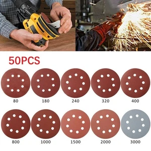High Quality 5 Inch Sanding Discs Sandpaper 50 Pack Mixed Grit Assortment - Photo 1/12