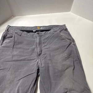 Carhartt Pants Mens 36x30 Gray Relaxed Fit Canvas Work Dungaree Utility 103342 - Picture 1 of 16