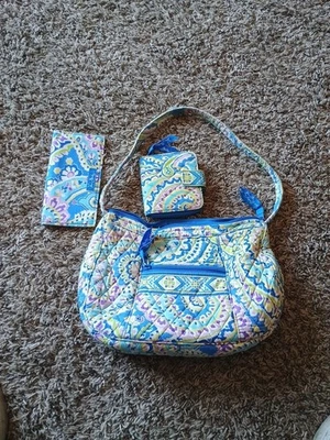 Vera Bradley Purse And Wallet And Check Book Cover. Blue & Yellow  - Image 1 of 4