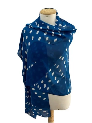 S24# Hermès Rectangle Blue& White Silk Scarf 74/26   In Made In France - Image 1 of 4