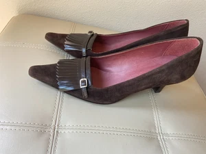 Massimo Matteo Pointy Toe Pump Heels Womens Brown Leather SZ 8.5 - Picture 1 of 4