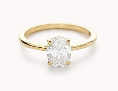 1.00 Ct Oval Cut Lab Created Diamond Anniversary Ring 14k Yellow Gold Size 7 - Image 1 of 4