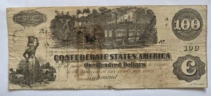 1862 Confederate States of America $100 Note  - Picture 1 of 6