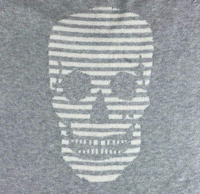 骷髅羊绒女式中号灰色头骨 V 领套衫毛衣灰色轻便 — 第 1/4 张图片