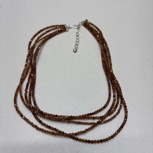 Sterling 925 Jay King 5 Strand Hessonite Garnet 17" Necklace DTR - Picture 1 of 11