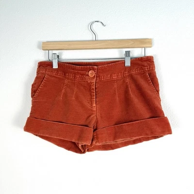 Vintage Y2K Velvet Micro Shorts Womens Medium Burnt Orange Festival Casual Prep - Image 1 of 4