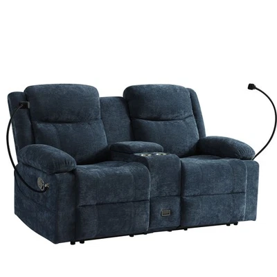 Sofá reclinable Loveseat, sofá reclinable manual con consola, chenilla moderna Foto 1 de 4