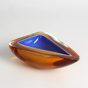 Murano Glas Schale Sommerso 1950-60 Blau Orange venezianische Glaskunst - Picture 1 of 3