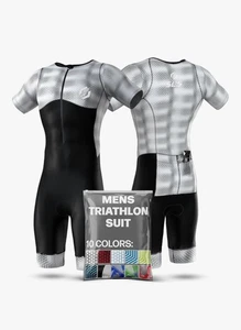 SLS3 Men's Triathlon Suit - Tri Suit Short Sleeve, Breathable, Quick Dry, Padded - Picture 1 of 15