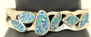 Brazalete WK Whitney Kelly plata esterlina ópalo mosaico - Imagen 1 de 4