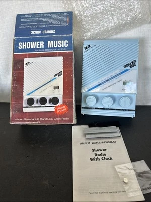 AM/FM Shower Radio Clock Water Resistant Sound Splash Blue New Old Stock - Image 1 of 4