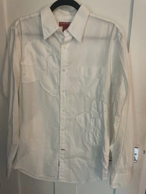 Camisa de vestir Guess Jeans con cuello crema parches talla M Foto 1 de 4