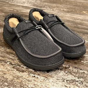 Hey Dude Wally Sox breite Schnürschuhe Halbschuhe Schuhe Herren Größe 8 EE schwarz Cabincore neu mit Etikett - Bild 1 von 12