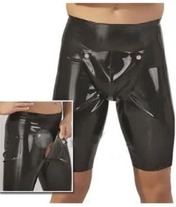 094 Latex Men Short With Codpiece Men Rubber Shorts Open Holes Customized - Picture 1 of 3