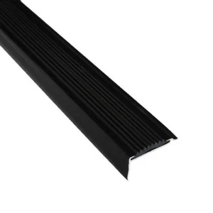 Treppenkantenprofil - Schwarz - Alu mit Gummi-Einlage - 42 x 22 x 1000 mm - 1 St - Bild 1 von 4