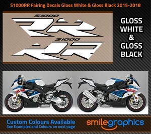 BMW S1000RR Fairing Decals. 2015-18 - Gloss White & Black Stickers - Picture 1 of 2