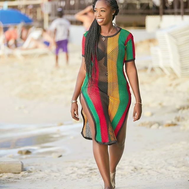 Rasta Midi Multicolor Dress Side Slit 