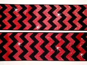 100 YARD ROLL SALE 2 1/4 RED BLACK GLITTER CHEVRON GROSGRAIN RIBBON FOR HAIRBOW - Picture 1 of 1