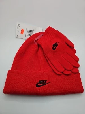 全新带标签 Youth Nike 帽子和手套套装 体育场 红色 — 第 1/4 张图片