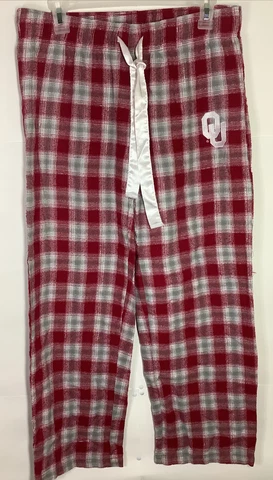 OKLAHOMA SOONERS - Sleepwear Sleep Pants -Red Silver Plaid - Woman’s Size Medium Cover