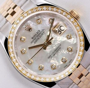 Rolex Mens Datejust 116233 Jubilee 36mm 18k Diamond Bezel White MOP Diamond Dial - Picture 1 of 5