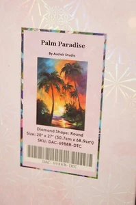 Diamond Art Club DIY Round Kit PALM TREE PARADISE Florida Beach Sunset 20x27 NEW - Picture 1 of 3