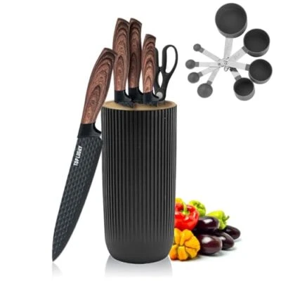 Conjuntos de facas bloco de cozinha, 6 peças conjunto de facas Black Chef com - Imagem 1 de 2