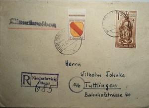 LA All.Bes.,Franz. Zone,Rheinl.-Pfalz Einschr. Not-R-Stempel, s. Beschr. MW: -.- - Bild 1 von 3