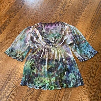 Babydoll Multicolor Y2K Top Transparente Capricho Hada Oscura Núcleo Festival Bruja Foto 1 de 4