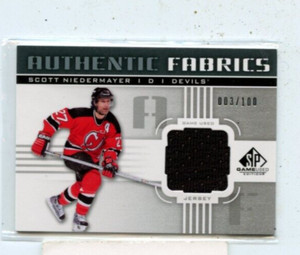 SCOTT NIEDERMAYER 2011-12 Upper Deck SP Game Used Authentic Fabrics Silver /100