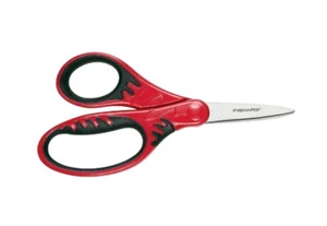 GENUINE FISKARS SOFTGRIP PRECISION TIP SCISSORS - RED/BLACK **NEW IN PACKET** - Picture 1 of 2
