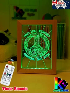 PEACE LOVE FRIENDSHIP PERSONALISED 3D LED Night Light 7 Colour Change Room Lamp - Picture 1 of 13