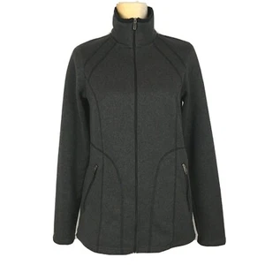 Columbia Womens M Softshell Jacket Gray Ribbed Omni-Shield Full Zip Funnel Neck - Picture 1 of 12