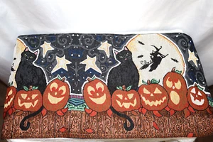 Halloween Table Runner Tapestry Material Cats/Pumpkin/Witches 72" x 13" - Picture 1 of 2