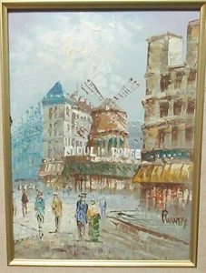 CAROLINE BURNETT PARIS MOULIN ROUGE SCENE ORIGINAL OIL ON CANVAS PAINTING - Picture 1 of 5