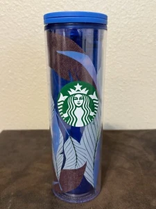 Starbucks pluma azul doble pared 16 oz. Vaso de acrílico, 2021 - Usado en excelente estado - Imagen 1 de 4