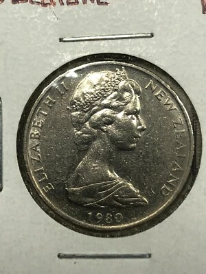 Moneda extranjera de 10 centavos de Nueva Zelanda 1980 #345 Foto 1 de 2