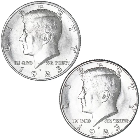 1983 P D Kennedy Half Dollar BU 2 Coin Year Set Cover