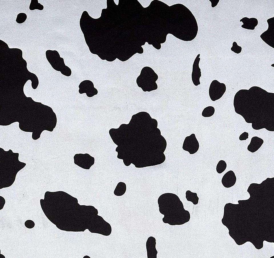 Vaca Negro Blanco Charmeuse Tela Satinada / 58" ANCHO / Se vende por yarda Foto 1 de 1