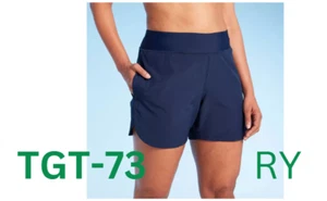 LANDS' END WOMEN'S 5" UPF 50 SWIM SHORTS - NAVY BLUE, S - Picture 1 of 3