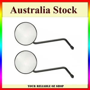 Pair round black motorcycle mirrors M10 10mm Thread Rear Side View Mirror - Picture 1 of 4
