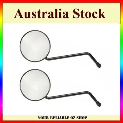 Pair round black motorcycle mirrors M10 10mm Thread Rear Side View Mirror - image 1 of 4