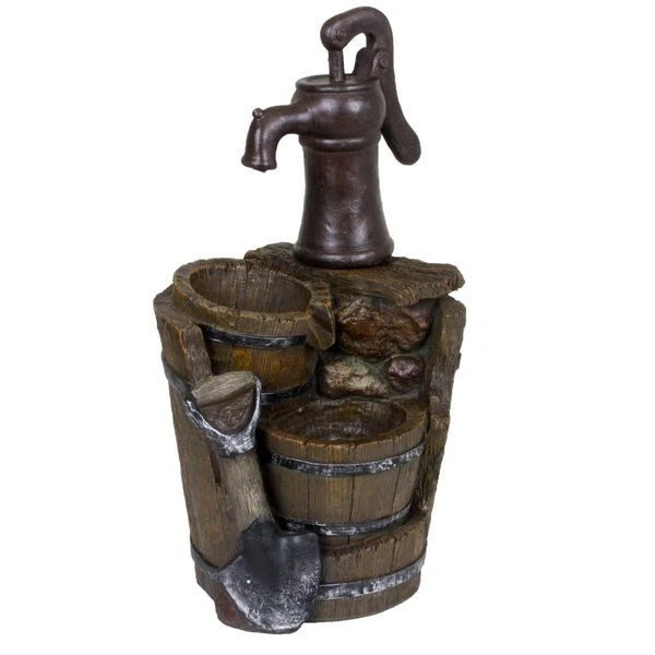 Springbrunnen Dekobrunnen Brunnen Gartenbrunnen in Holz-/Stein-Optik mit Kaskade - Bild 1 von 1